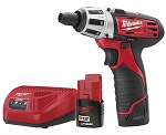 Milwaukee 2401-22, M12 1/4in Cordless Hex Screwdriver Kit