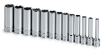SK Tools 1312, 13 Piece 1/4in Drive Metric Deep 6 Point Socket Set