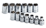 SK Tools 13, 13 Piece 3/8in Drive Metric Standard 6 Point Socket Set